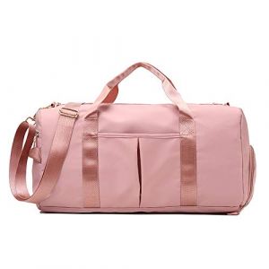 Duffel Bag De Sport avec Compartiment à Chaussures Séparé - Sac De Voyage Étanche Grande Capacité pour Gym, Piscine, Fitness - Bandoulière, à Main Mixte Adulte 20-35L Rose Clair (Elonglin-EU, neuf)