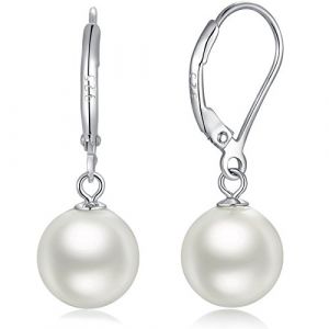 Boucles d'Oreilles Perle Femme Boucles d'Oreilles Pendantes Perles Femme Boucles d'Oreilles Fausse Perle Argent Sterling Boucles d'Oreilles Perle Levier Pour Femme Boucles d'Oreilles Argent Perle (Miaofu Fine Jewelry, neuf)