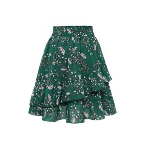 Jupe Boheme Femme Taille &Eacute;lastique, Jupe Femme Ete Imprim&eacute; Florale &Eacute;vas&eacute; Volants Superpos&eacute;s Trap&egrave;ze Chic Et Elegant D&eacute;contract&eacute; D'&eacute;t&eacute; Fluide L&eacute;ger Comfortable Tous Les Jours De Plage Skirt (Hrihua, neuf)
