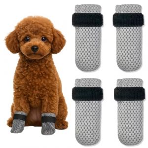 KEWUF 4 Pcs Bottes Anti-Rayures pour Chat, Chaussures pour Chiens Antidérapant, Housses réglables en Maille antidérapante pour Petits Chiens, pour Chat et Chien Protection des Pattes(L) (VicFENG001, neuf)