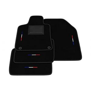 Italian Carpet Tapis compatibles avec Peugeot 508 2019-2022, broderie drapeau kit tapis de voiture, Noir, Velours, Ajustement spécifique au véhicule, 1 unité (Somer Car, neuf)
