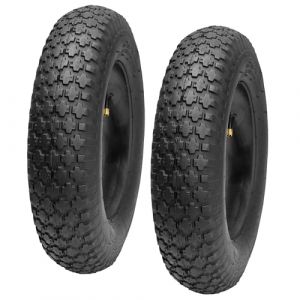 Garronda Kit pneu 4.80/4.00-8 2PR &Oslash;390mm avec chambre &agrave; air, valve auto, Lot de 2, rechange brouette/chariot, GD-0164, Noir (Hisert, neuf)