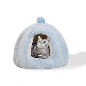 Galatée Lit De Grotte pour Chat, Lit De Coussin De Chat Lavable, Lit pour Animal De Compagnie avec Coussin Intérieur Lavable Amovible, Igloo De Chat en Peluche Doux Et Confortable(S, Bleu) (REGISTERED COMMERCE S.R.L., neuf)