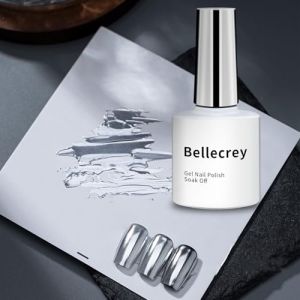 Vernis &agrave; ongles gel argent&eacute; m&eacute;tallis&eacute;, effet miroir holographique brillant, vernis &agrave; ongles Soak Off UV LED pour manucure, salon de manucure &agrave; la maison (argent, taille unique) (BeiZiLi, neuf)