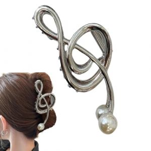 Pince À Cheveux Note De Musique – Pince En Métal Clé De Sol Avec Perle, Pince Antidérapante | Épingle À Cheveux Élégante Pour Coiffures Féminines, Accessoire De Bijoux De Concert, Pince À Cheveux Pour (sitorm, neuf)