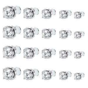 Pluvyze Lot de 10 paires Boucle d'oreille Homme Aimant,5MM+6MM+7MM+8MM+10MMFausse Boucle d'oreille Homme (DJT2024, neuf)