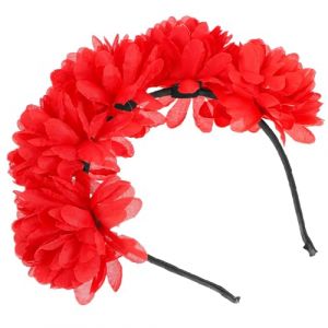 WOONEKY Serrage-T&ecirc;te de Mari&eacute;e Grosse Fleur Rouge en Tissu Bandeau &agrave; Fleurs D&eacute;licat et Robuste Accessoire Cheveux pour Mariage Saint-Valentin et F&ecirc;tes Coiffure &Eacute;l&eacute;gante Femme (Jan Yagers, neuf)