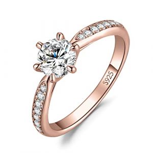 JewelryPalace 0.5ct Classique Moissanite Bague Taille Rond Solitaire Pierre Argent Massif 925 Femme, Plaqu&eacute; Or Rose Bague Diamant Simul&eacute; Fian&ccedil;ailles Mariage Promise Alliance, Ensemble Bijoux Mariee (jewelrypalace, neuf)
