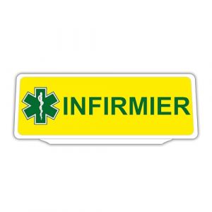 SIGNAL SAFETY Clip Plaque Pare-Soleil Voiture Infirmier Fond Jaune Rétro-Réfléchissant (Digital Sticker, neuf)