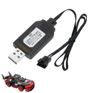 1 pezzi 7.4V USB Chargeur C&acirc;ble RC Universel avec Connecteur pour Batterie LiPo 2S SM-4Pin - Compatible avec Voiture RC, Bateau RC, Drone RC, Avions RC et Autres Jouets T&eacute;l&eacute;command&eacute;s (YuanDaoDianZiShangWu, neuf)