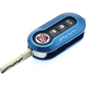 Nordecco Coque de clé pour Fiat 500 500C 500L Abarth Grande Punto Brava Fiat Panda Stilo Linea 3 boutons Bleu (NORDECCO, neuf)