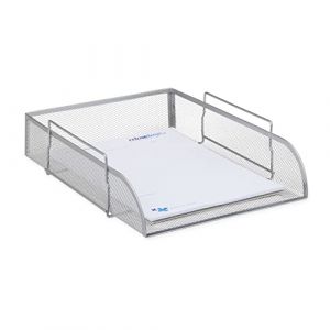 Relaxdays Corbeille &agrave; courrier, Lot de 5, Maille, bac &agrave; Documents empilable, en m&eacute;tal, trieur de Bureau, A4, 26 x 33,5 cm, argent&eacute; (Relaxdays, neuf)
