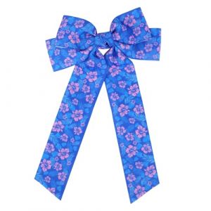 Hawa&iuml;en Bleu & Rose Longue Queue Ruban Cheveux pour Filles, Th&egrave;me Cartoon Fleur Imprim&eacute; Noeud Cheveux avec Pince Alligator Accessoires pour D&eacute;coration F&ecirc;te d'Anniversaire Faveurs d'&Eacute;v&eacute;nement (chuangshou shike, neuf)