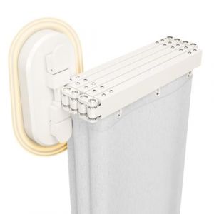 Tringle A Rideau De Douche Angle sans Percage, Tringle &Agrave; Rideau De Douche Pliable avec Ventouses, Barre De Douche en L R&eacute;tractable pour Baignoire De Salle De Bain(Light Gray,68cm) (QWKJGS, neuf)