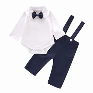 Bébé Garçons Costume De Baptême Gentleman Vêtements Ensembles Toddler Garçons À Manches Longues Cravate Costume De Mariage pour Le Printemps Automne (Gajaous, neuf)