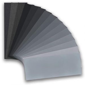 Jinpojun 15 Pcs Papier de Verre Carrosserie, 80 &agrave; 3000 Fin Papier a Poncer Abrasif &agrave; Sec et &agrave; l'eau pour Polir Le M&eacute;tal, Le Mois, Meubles, Pierre, Peinture, 230 x 93 mm (DANIEL CORRIGA LTD, neuf)