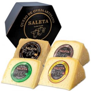 Coffret Cadeau Premium Fromage Manchego Espagnol | Fromage de brebis | Plateau de Fromages | 4 variétés: affinés, semi-affinés ou à l'huile d'olive vierge extra | "Pack le plus Récompensé 1 Kg" (BUYLUX, neuf)