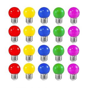 ZFQ Lot de 20 Ampoule LED Couleur E27 2W &eacute;quivalente 20W E27 Ampoule &eacute;conomie Guirlande Couleur LED Ampoules Multicolore pour Maison Bar F&ecirc;te D&eacute;coration d'ambiance (ZFQ, neuf)