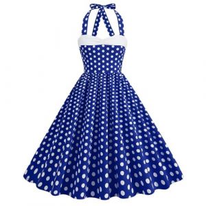PINTUTU Robe Vintage Ann&eacute;es 50 Femme Retro Rockabilly Pin Up &Eacute;l&eacute;gante Robes sans Manche Dos Nu D&eacute;collet&eacute; en C&oelig;ur Polka Dot Trap&egrave;ze Mariage Cocktail Soir&eacute;e F&ecirc;te C&eacute;r&eacute;monie D&eacute;contract&eacute;e au Genou Midi (PINTUTU SEXY, neuf)