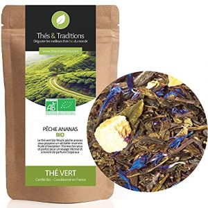 Thé vert Bio Ananas pêche | Sachet 100g vrac | ★ Certifié Agriculture biologique ★ (Thés & Traditions, neuf)