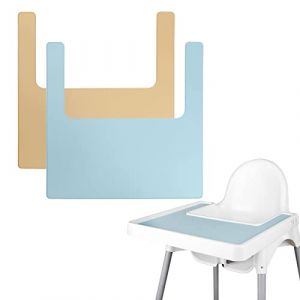 Lot de 2 sets de table durables pour chaise haute IKEA, propres et hygiéniques, adaptés pour IKEA Antilop Highchai, pour les tout-petits et les bébés (kaki/bleu) (Longgouk, neuf)