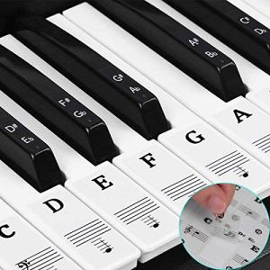 Autocollants de piano et clavier Notes de musique Ensemble de stickers pour les touches de couleur et Noir, Transparent et amovible pour 37/49/54/61/88 Clavier (Noir) (lanruiyan1649, neuf)