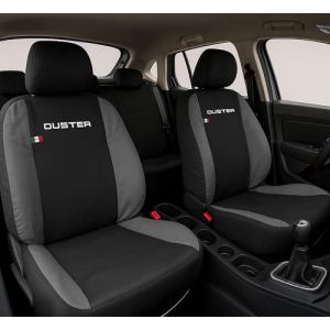 Auto Accessori Lupex | Housses de si&egrave;ges pour voitures compatibles avec Duster de 2010 &agrave; 2024, couleur noir gris fonc&eacute;, fabriqu&eacute; en Italie, tissu polycoton, housses pour si&egrave;ges avant et arri&egrave;re (LUPEX SHOP, neuf)