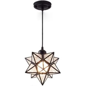 Moderne Lampe à Suspension Suspension Luminaire Lampe Suspendue en Verre Géométrique en Forme D'Étoile Plafonnier Cordon Réglable Abat-Jour en Forme D'Étoile pour Cuisine Salle à Manger (KUNLUNCHISHOP, neuf)