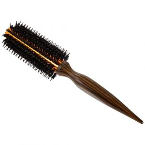 Mikikit Brosse Ronde Chauffante R&eacute;sistante &agrave; la Chaleur Poils de Sanglier et Manche en Bois &ndash; Brosse &agrave; Rouleaux Professionnelle pour Boucles D&eacute;finies Coiffage Cheveux Courts et &Eacute;pais (Famidago, neuf)