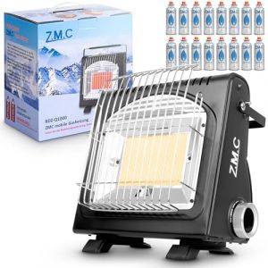 Z.M.C Chauffage à gaz portable 2 en 1 + 16 cartouches de gaz 227 g Chauffage en céramique multifonction Chauffage de camping 1,7 kW Chauffage à gaz pour extérieur, balcon, radiateur mobile avec (Z.M.C_GMBH, neuf)