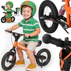 RENNMEISTERŽ Draisienne pour Enfants Orange Guidon Selle r&eacute;glable Frein V&eacute;lo d'apprentissage Pneus jusqu'ŕ 50kg V&eacute;lo d'&eacute;quilibre (DEUBA-FR, neuf)