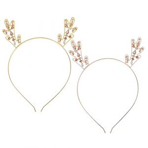 DEARMAMY 2 Pièces bandeau de bois Ramure bandeau femme de mariée or groupe cheveux de dame cerceau de cheveux de fille cerceau de cheveux de mode cerceau de cheveux féminin alliage (Liiane, neuf)
