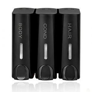 ILIKEPOW Distributeur Savon Mural, 350ml Distributeur de shampoing et Gel Douche Distributeur de Savon Sanitaire ABS Distributeur de Liquide pour la Maison, l'h&ocirc;tel (Noir 3 en 1avec Colle) (ILIKEUK, neuf)