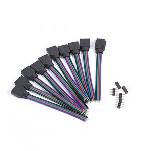 Zerodis Câble pour LED RGB Raccord LED 4 Pin Mâle Femelle Câble Connecteur Adaptateur pour 3528 5050 Bande LED, 10Pcs (Aeuyweu, neuf)