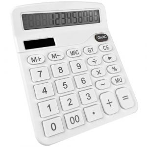 Newaner Calculatrice, Calculette de Bureau Solaire Grand Écran LCD à 12 Chiffres, Mini Calculatrice Fonction Standard pour Bureau, Maison et École, Calculatrice de Bureau avec Grands Boutons, Blanc (Newaner-FR, neuf)