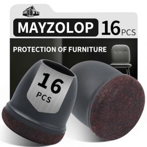 MAYZOLOP 16 Pi&egrave;ces Protection Pied de Chaise, &Phi;14-19 mm Noir Rond de Protege pour Pieds de Chaise avec Feutre, Pieds de Chaise, Embout de Chaise, Pas de Rayures, Pas de Bruit (MAYZOLOP-FR, neuf)