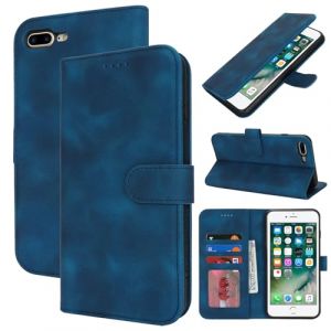 Zouzt Coque pour iPhone 7 Plus, Housse Portefeuille 8 Plus, Cuir PU Premium Etui de Protection [Béquille] [Fentes pour Cartes] Etui à Rabat pour iPhone 7 Plus / 8 Plus - Bleu Vintage (malepeak, neuf)
