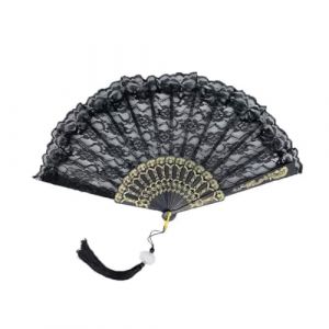 &Eacute;ventail pliable &agrave; main &Eacute;ventails &agrave; Main Portables Eventail Chinois pour Les F&ecirc;tes &Eacute;ventail &agrave; main pliable noir &agrave; pompons D'&Eacute;t&eacute; Les Mariages Les Bals De Fin D'ann&eacute;e Les D&eacute;corations Murales (ANETTEE GLOBALISS, neuf)