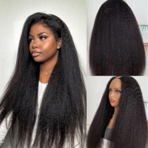 Yaki U Part Wig Human Hair Glueless Wig Human Hair Perruque Femme Naturelle Brésilien Perruque Cheveux Humain Femme U Part Wig Human Hair Perruque Naturelle Noire 16inch (Love Hair Factory, neuf)