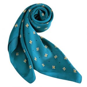 DAMILY Foulards Masculin Bandana Carr&eacute; Doux Paisley Foulard en Soie &Eacute;charpe Attacher Lisse Banquet Ascot Costume Mouchoir (Bleu-Rouge) (Dancer Kisses, neuf)
