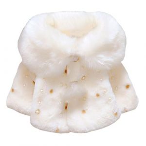 OKSakady Nouveau Née Bébé Fille Duveteux Fausse Fourrure Manteau Veste Cap Manteau Poncho 0-3 Ans (Sakady-EU, neuf)