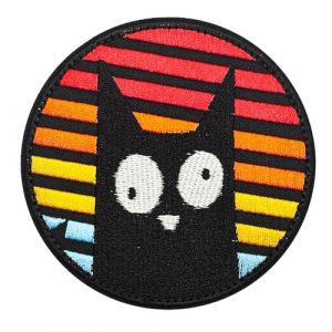 Écusson brodé motif chat noir - Motif : chat arc-en-ciel - Amusant - Pour vêtements, sacs à dos, vestes, harnais pour chien - Militaire - 1 pièce (Qironghua-FR, neuf)