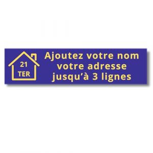 Plaque Bo&icirc;te aux Lettres Personnalis&eacute;e Adh&eacute;sive - Nom Grav&eacute; PVC R&eacute;sistant - 10x2.5cm Gris Alu M&eacute;tallis&eacute; - 1 &agrave; 3 Lignes pour Maison Num&eacute;ro Rue (Bleu/Jaune) (Univerdeal, neuf)