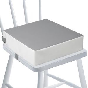 Hawaka Rehausseur De Chaise, 32 x 32 x 8,5 cm, Coussins De Si&egrave;Ge Enfant, B&eacute;B&eacute;, En Polyur&eacute;Thane, Lavable, Avec 2 Sangles &agrave; Boucle De S&eacute;Curit&eacute; Pour Table &agrave; Manger (grigio bianco) (Futunaer, neuf)