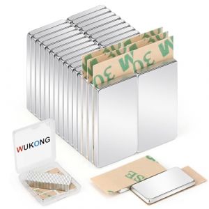 Wukong 20&times;10&times;2mm Petit Aimant Neodyme Autocollant, 30 Pi&egrave;ces Mini Aimant Aimant Puissant Plat, Aimants Tableau Magn&eacute;tique pour Tableaux Blancs, Bureaux et Panneaux d'Affichage (WukongMag, neuf)