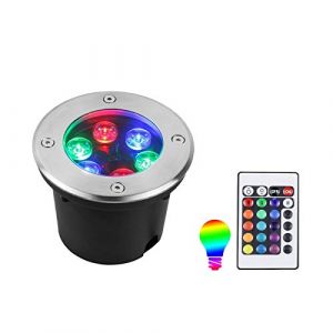 Lampe Jardin Enterré Changement de Couleur Spot Au Sol LED Télécommande IP68 Étanche Spot LED sous Marin Encastrable pour Extérieur, Jardin, sous-Marin, Piscine, Terrasse (Color : 220V, Size : 3W) (LuckyBasket, neuf)