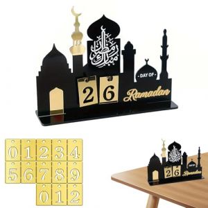 Calendrier du Ramadan,Calendrier Ramadan en Bois - D&eacute;coration Ramadan, Calendrier de l'Avent Maison pour le Compte &agrave; Rebours jusqu'&agrave; Eid Mubarak (hny1122, neuf)