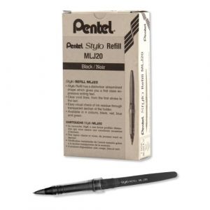 Pentel Arts Tradio Stylo Sketch Pen Refills, Black, Box of 12 (MLJ20-A) by Pentel (allpremio, neuf)