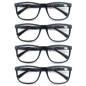 MODFANS 4 Paire de Lunettes de Lecture 3.5 Homme Femme,Lunettes Loupe Monture Legere Branches a Ressort,Lunettes de Vue(4 Noir) (MODFANS-US EYEWEAR, neuf)
