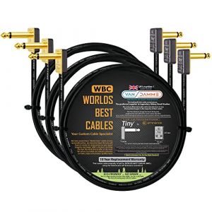Van Damme Pro Grade Classic XKE Lot de 3 câbles plaqués argent de qualité supérieure pour pédale d'effets et d'instrument avec petit câble Eminence plaqué or coudé 1 m (THE CABLE MARKET, neuf)